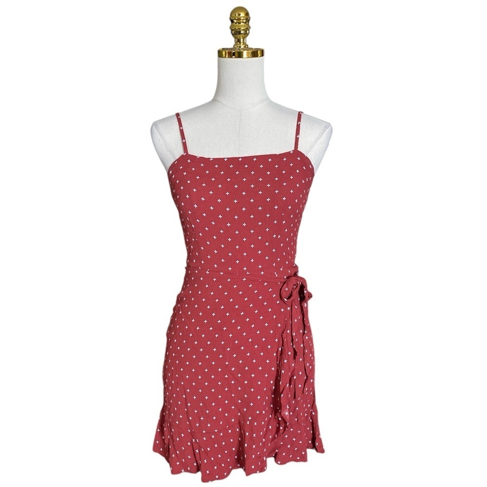Abercrombie & Fitch Floral Ruffle Hem Faux Wrap Sleeveless Mini Dress Small - Picture 2 of 7